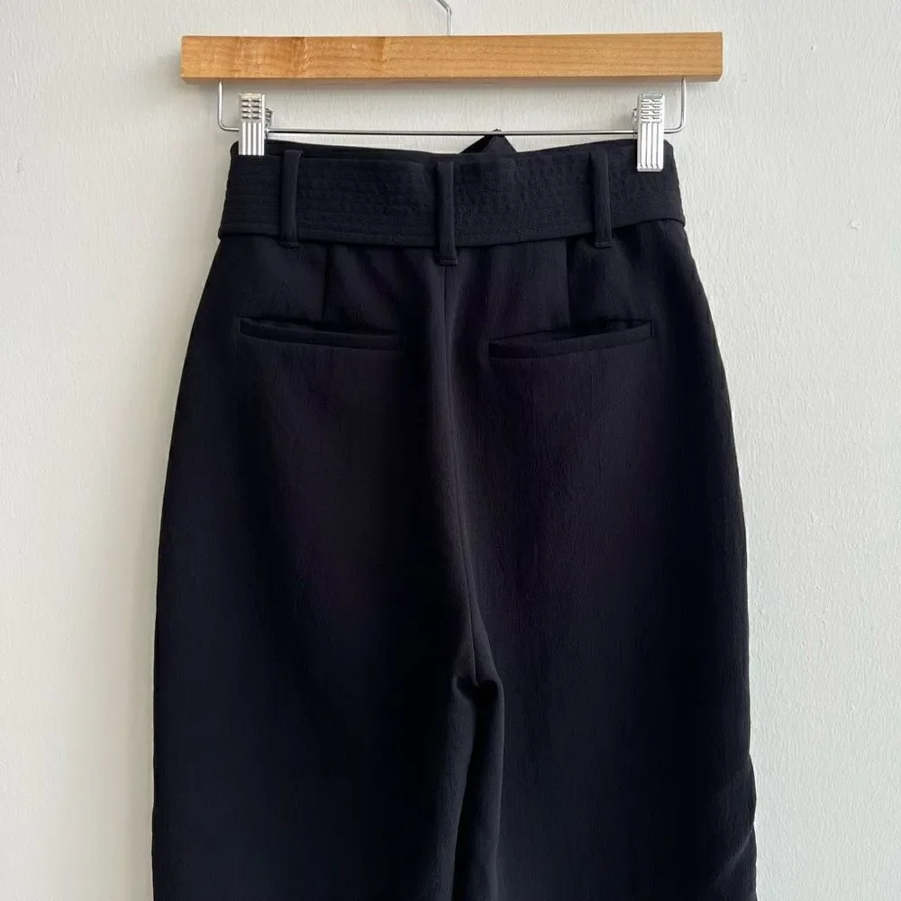 Aritzia Wilfred Tie-Front Black High Rise Ankle Pants Trousers Women’s Size 2